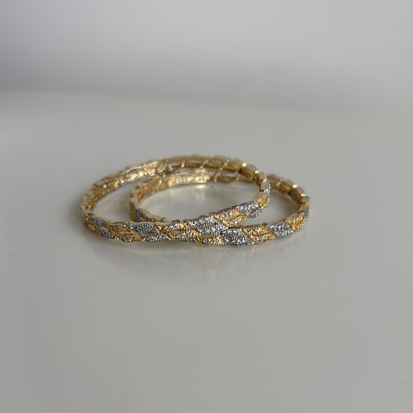 Elegant Gold and Silver Twist Bangles - Picture 1 of 1